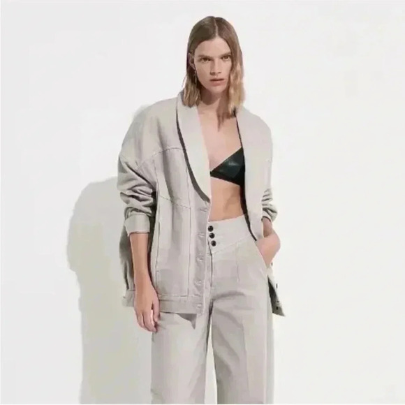 NWT Express x Simon Spurr Oversized Stone Denim Jacket Women’s Sz M - Picture 4 of 12